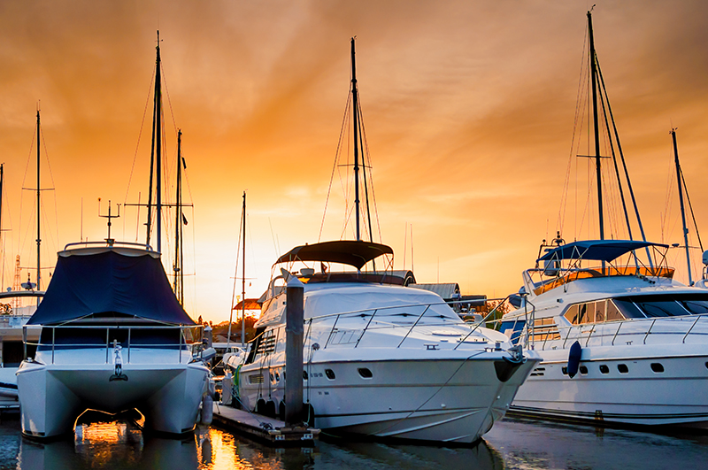 Yacht and boats docking at St Petersburg Florida Marine